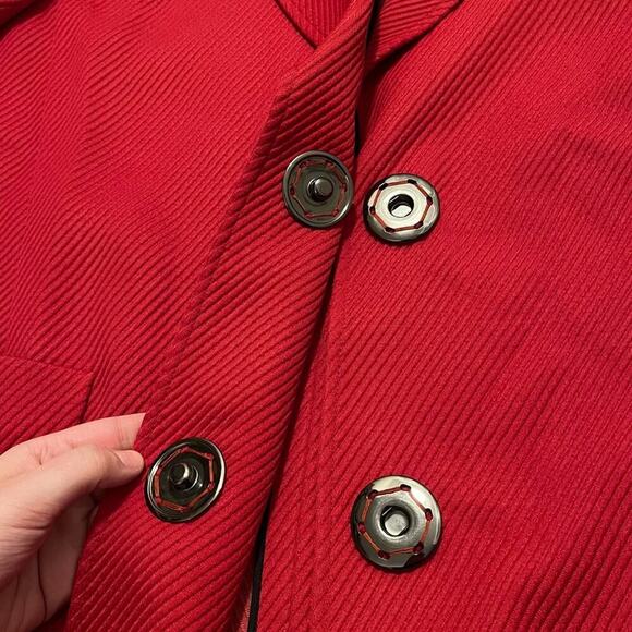 Lanvin Paris Red Ribbed Button Closure Pea Coat NWT - Picture 7 of 10